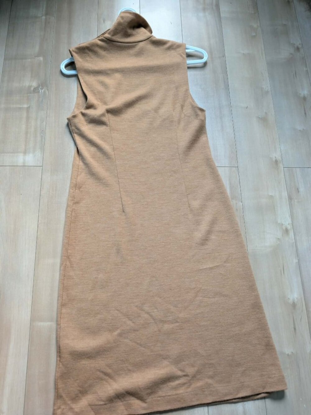 Vintage Ralph Lauren Camel Wool Sheath Dress Leather Trim S Quiet Luxury